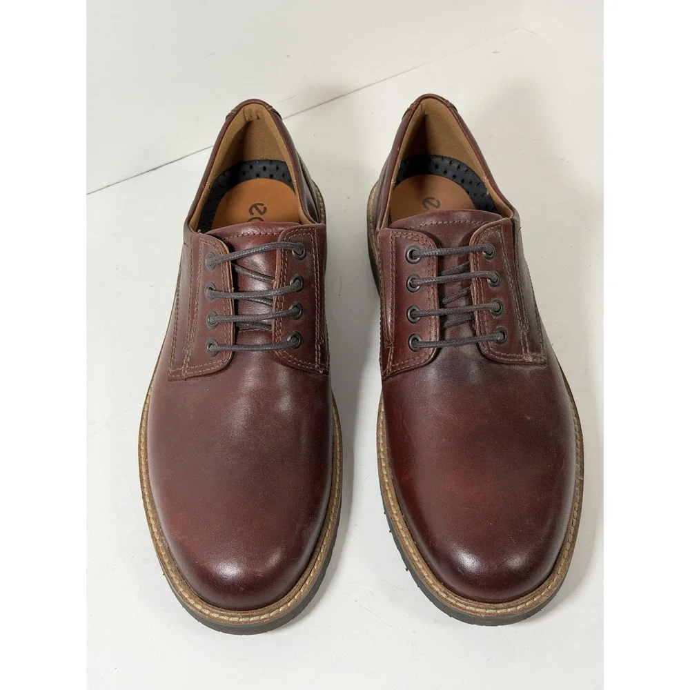 ECCO Men's Ian Casual Tie Oxford shoes in brown full-grain‎ leather, Size 45